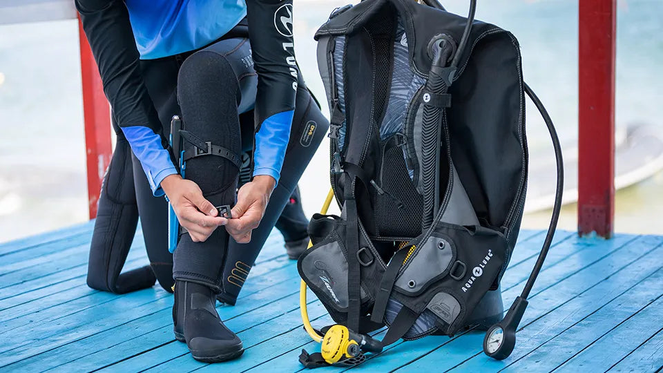 Scuba gear and wetsuit ready on Arapya beach