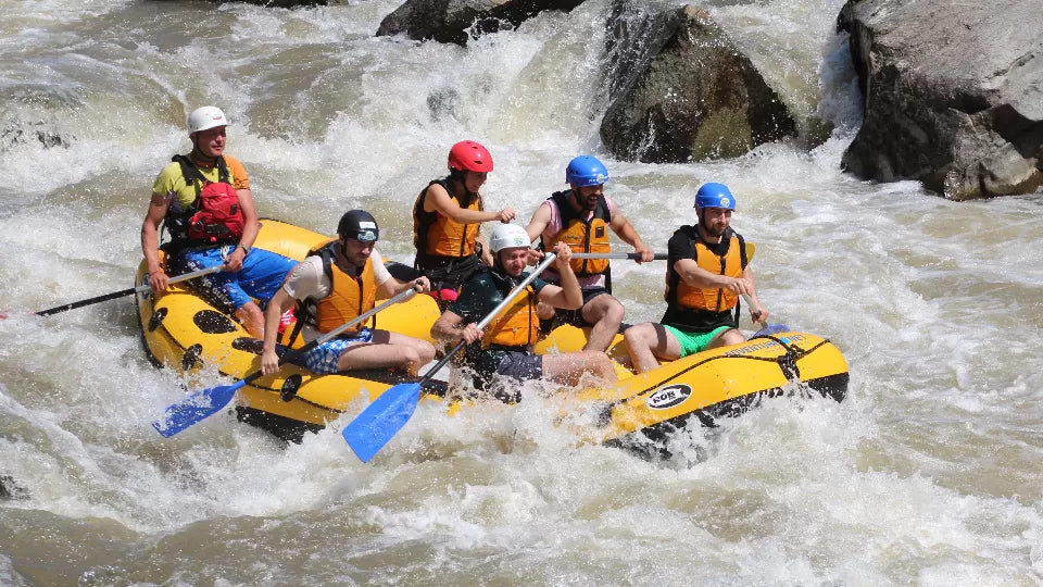 Struma River rafting in the Kresna Gorge – team in a raft
