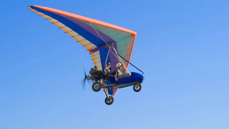 Powered hang glider flight over the Rose Valley near Kazanlak