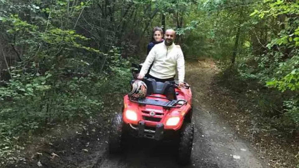 Action shot on muddy ATV trail around Sofia