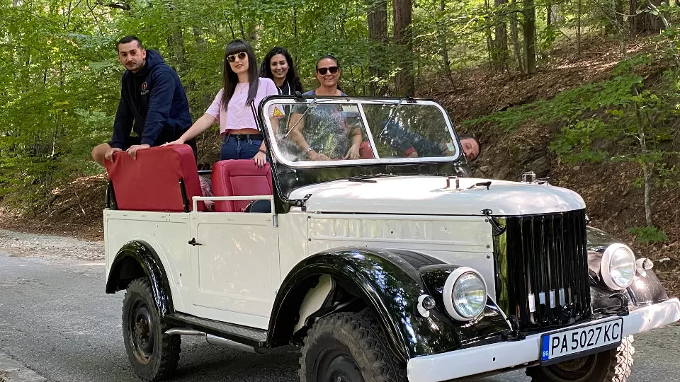 Retro Jeep ride in Velingrad with panoramic Rhodope views
