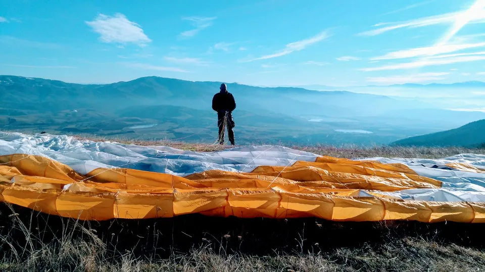 Aerial view during a tandem paragliding flight in Sopot