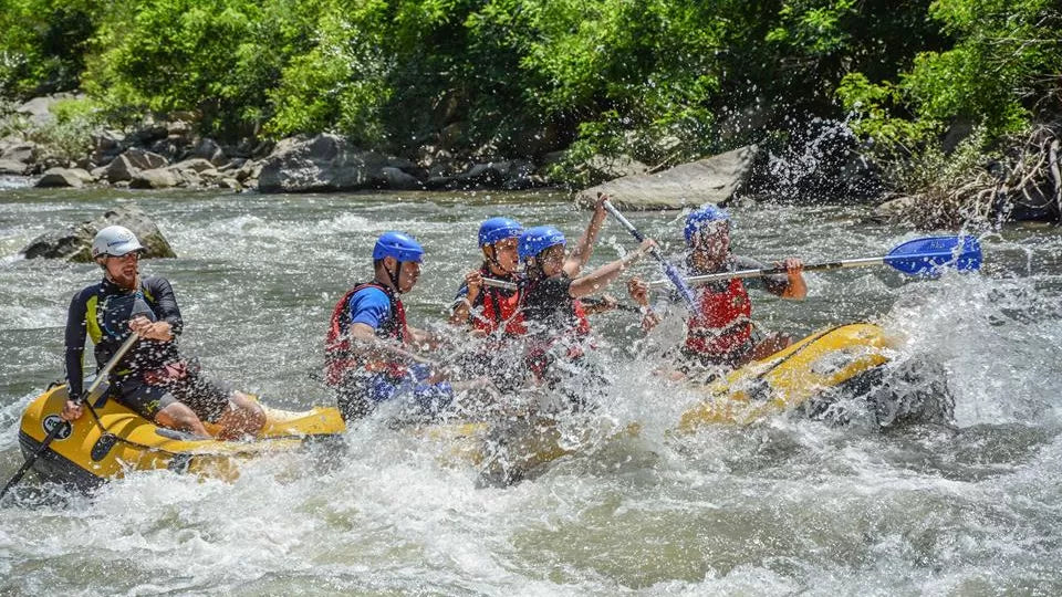 Family rafting on the Struma River in the Kresna Gorge