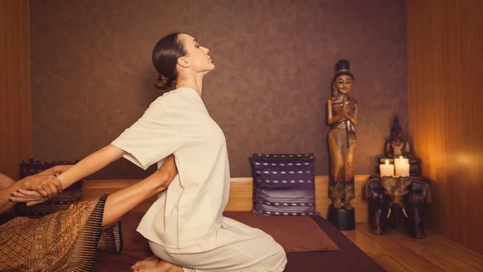 Passive stretches during a 60-minute Thai massage, Sofia