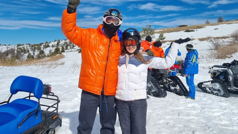 Petrohan snowmobile ride on a technical winter route