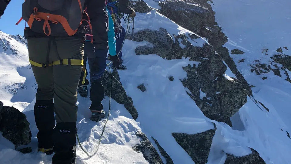 Придвижване с алпийски котки и боравене с ледокоп