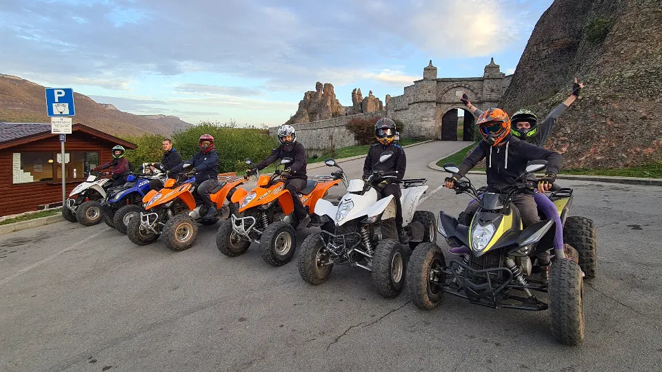 ATV safety gear—helmet and goggles, Belogradchik