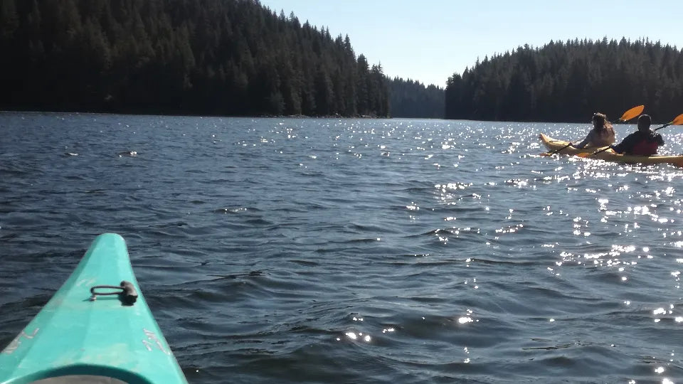 Kayaking a calm river section near Karlukovo