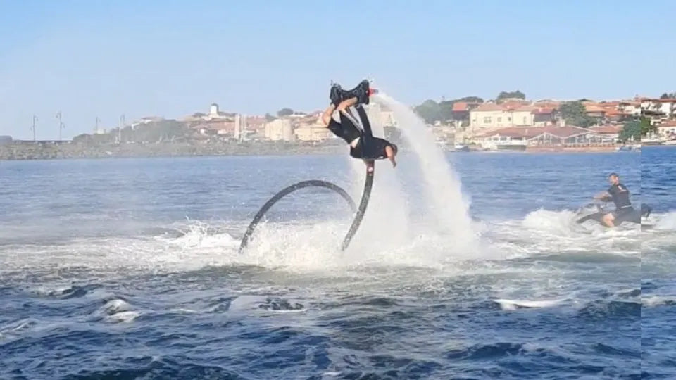Flyboard gear with helmet and life jacket at Iskar Reservoir