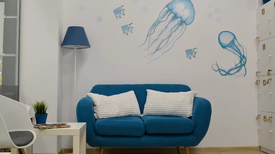 Interior of a salt room for two with salt‑coated walls