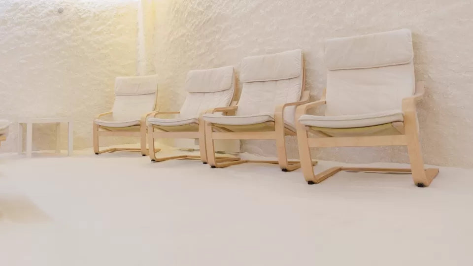 Family halotherapy room for two adults and up to two children