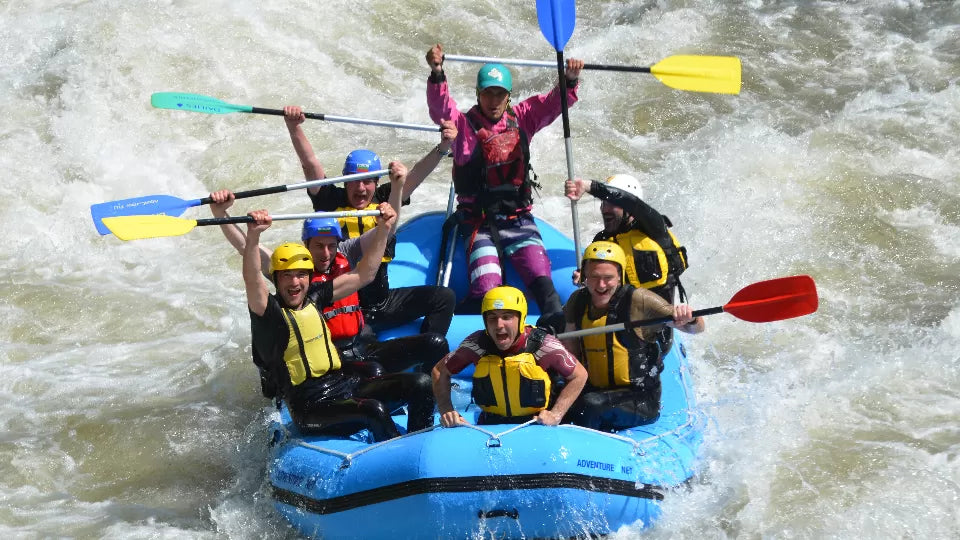 Raft tackling a rapid in the Kresna Gorge
