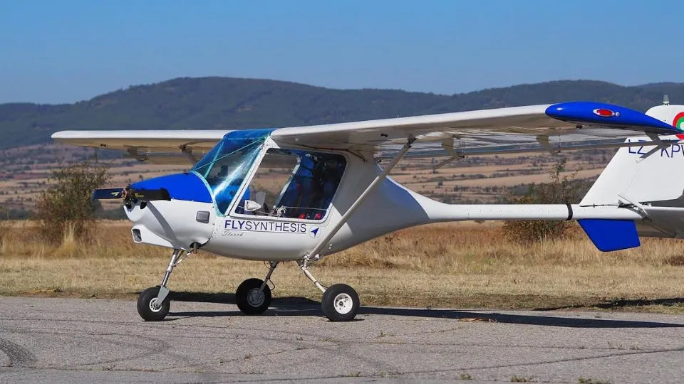 Two-seat training aircraft with instructor at Sapareva Banya Airfield