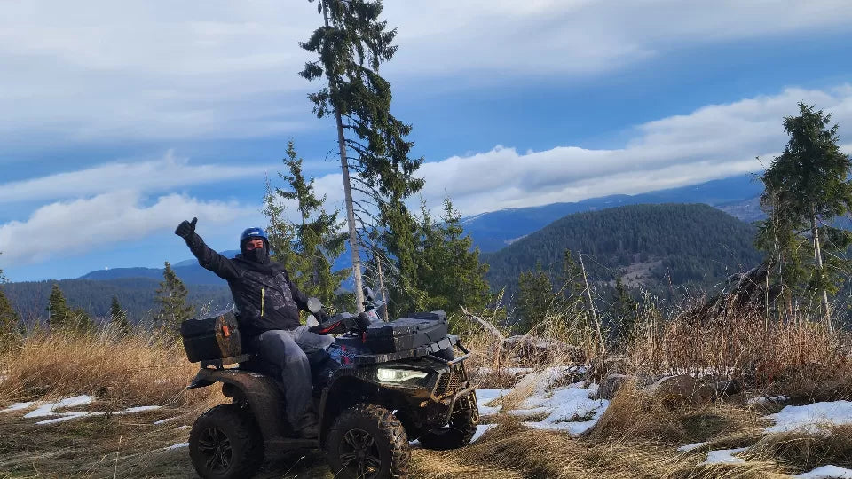 Guided ATV riding on snow in Pamporovo