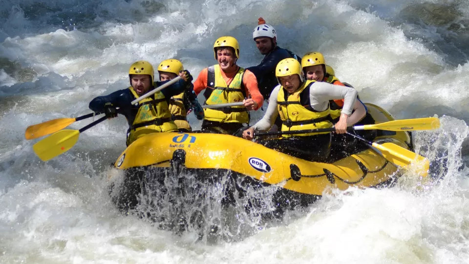 Action shot: paddling rapids on the Struma River