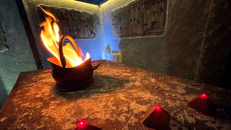 Team solving puzzles in the Ancient Egypt escape room, Sofia