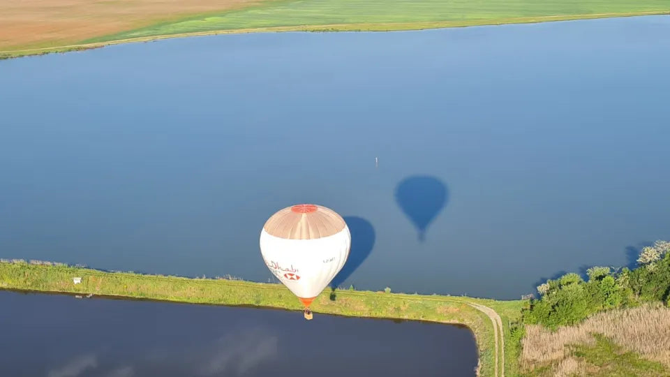 Couple enjoying a private hot air balloon ride near Burgas