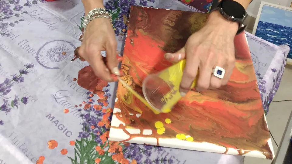 Fluid art studio in Borovo, Sofia – tools, paints, and canvas