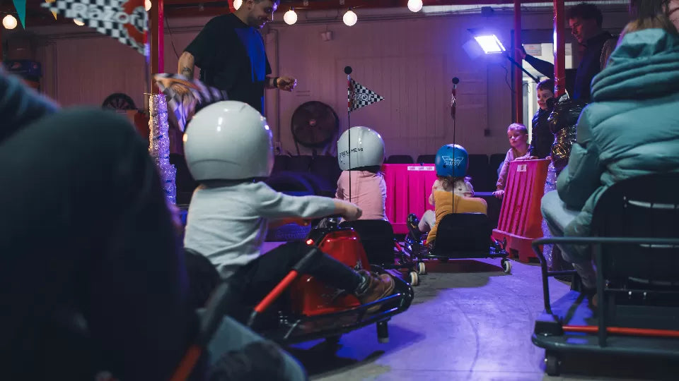 Electric drift karts on the Sapareva Banya track