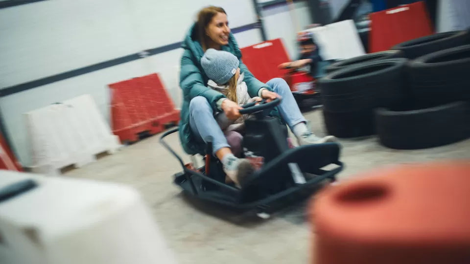 Friends drifting on karts at Sapareva Banya