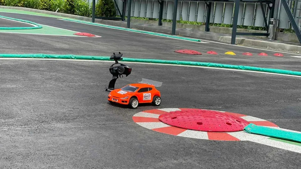 RC car driving on a dedicated track in Sofia