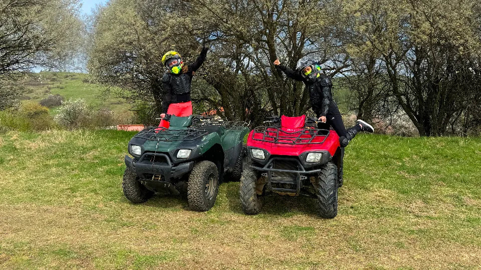Rider on ATV trail near Bankya with views toward Sofia