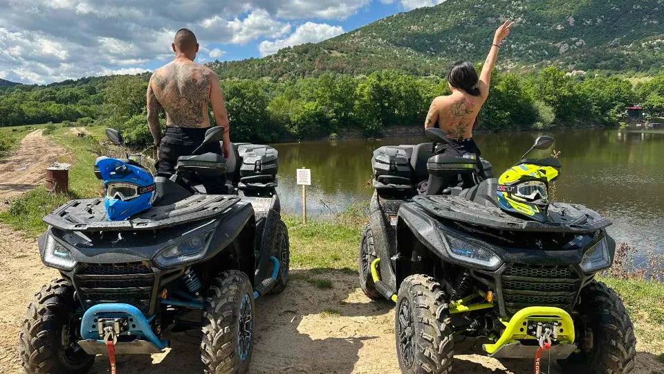 Rider on an ATV over hilly off‑road terrain near Plovdiv