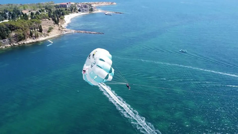 Parasailing takeoff from a boat in Nessebar