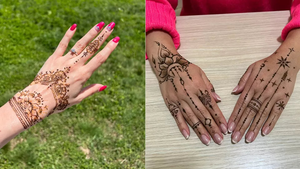 Henna or jagua temporary tattoo in a Sofia studio – artist at work