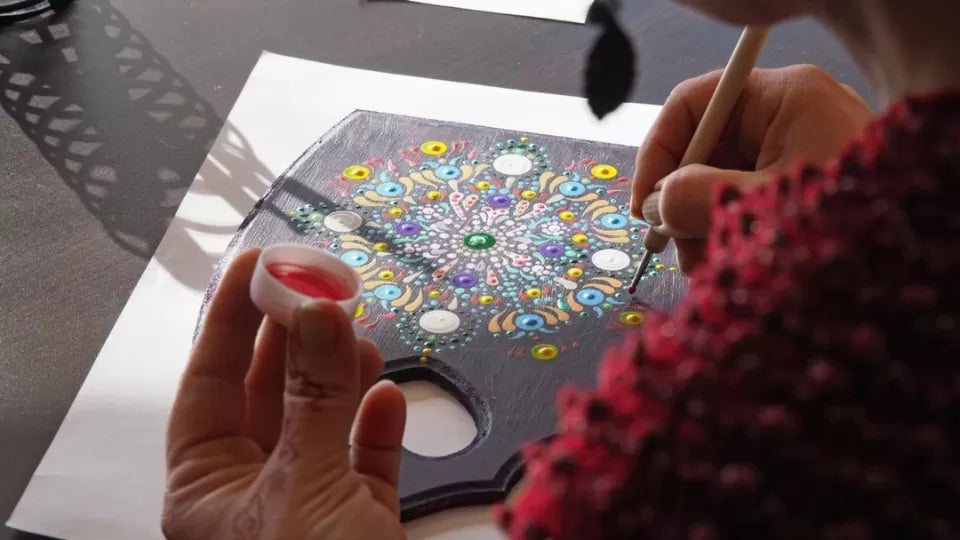 Dot mandala painting art therapy workshop in Plovdiv
