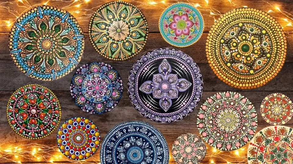 Group dot mandala painting class in Plovdiv