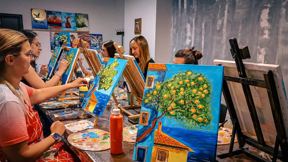 Beginner painting on canvas with an artist’s help in Sofia