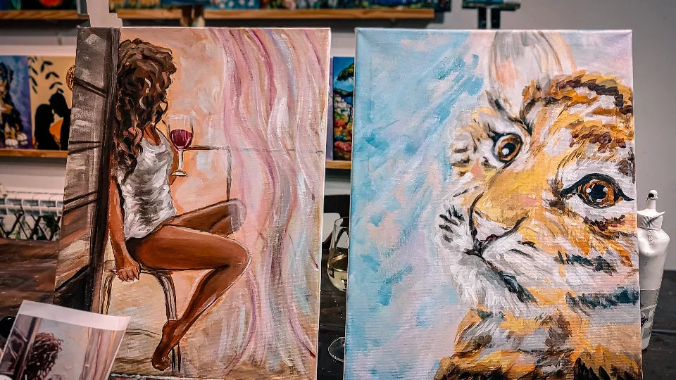 Group paint and sip workshop in central Sofia