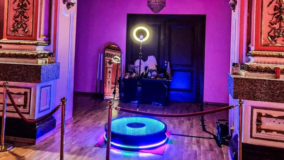 360 photo booth rental in Sofia with rotating camera arm
