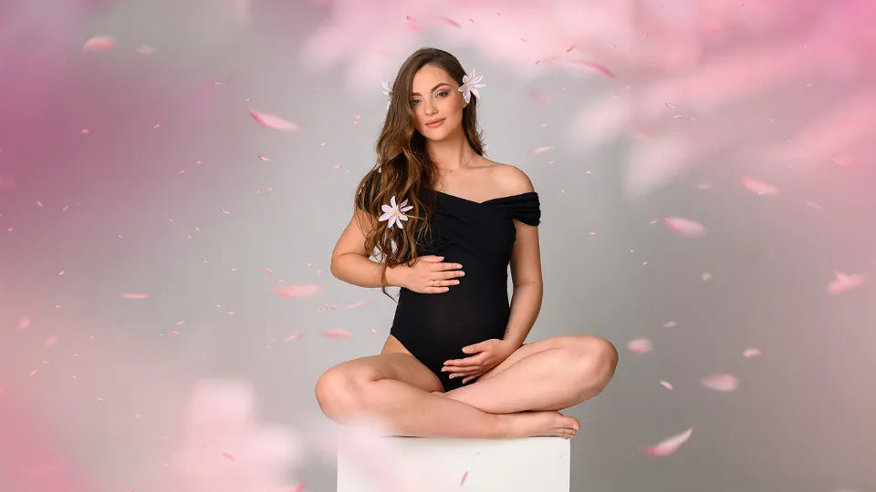 Maternity photoshoot in Sofia – studio portrait of an expecting mother