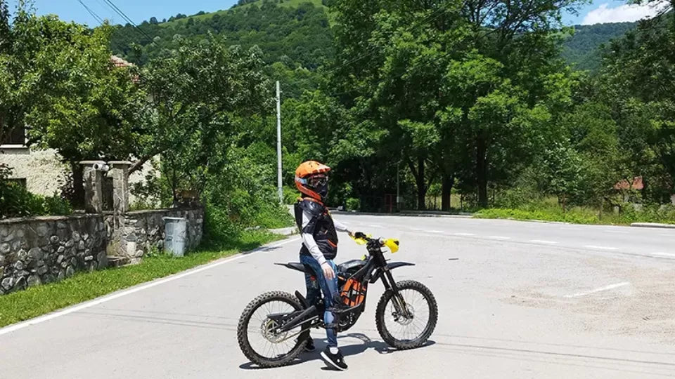 Electric motorcycle ride by the Zavodna River in Ribaritsa