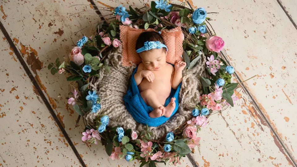 Close-up newborn portrait from studio session, Sofia