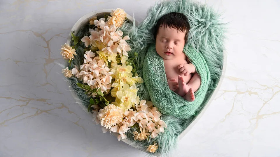 Newborn photography with curated props, Sofia