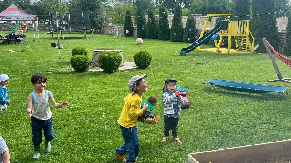 Happy kids at a rope park birthday party in Neofit Rilski, Varna area