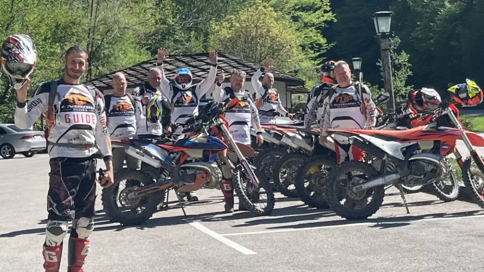 Enduro motorcycles and gear for a full-day ride in Bansko