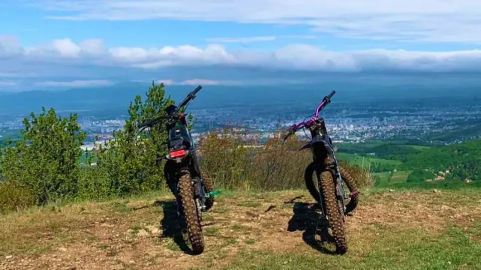 Group electric motorcycle adventure with a guide near Sofia