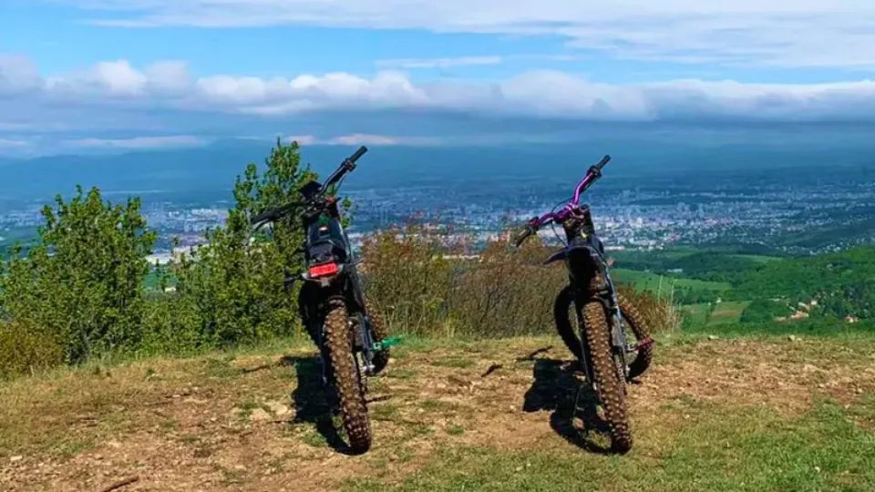Riding electric motorcycles on forest trails in Lyulin