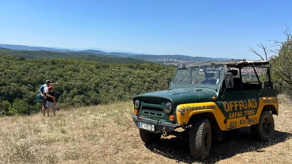 Friends on an off-road jeep tour around Arbanasi