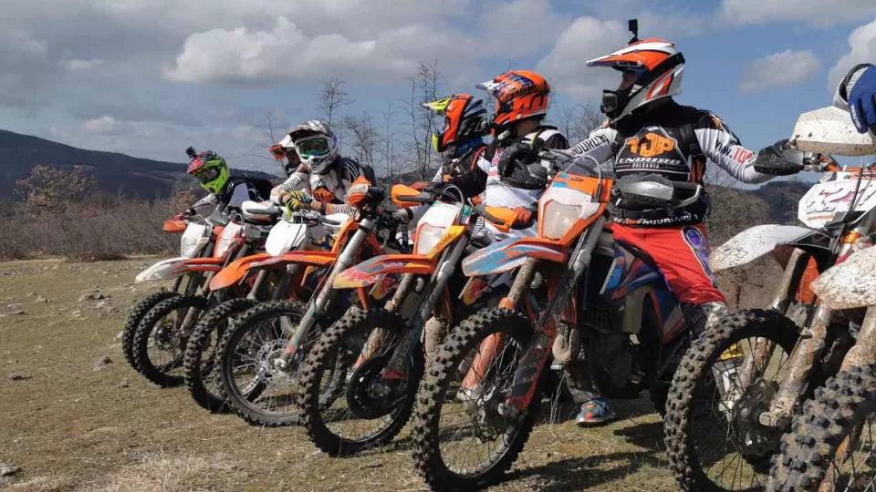 Enduro motorcycle Bansko – rider on KTM along a forest trail