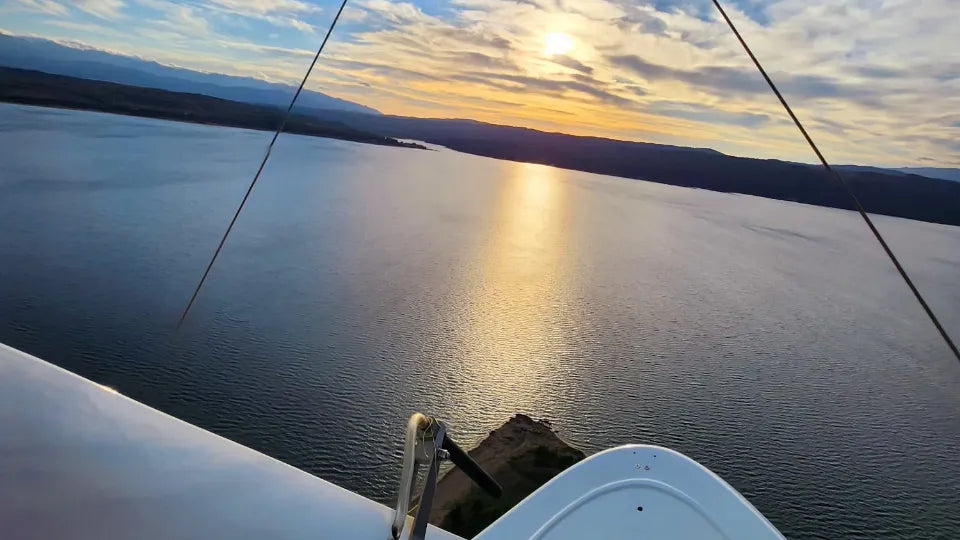 In-flight photos during a flying boat ride over Lake Iskar