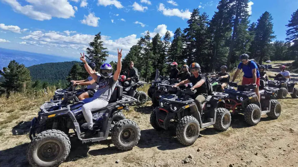 ATV tour in Dobrinishte on a mountain trail with CFMOTO 450