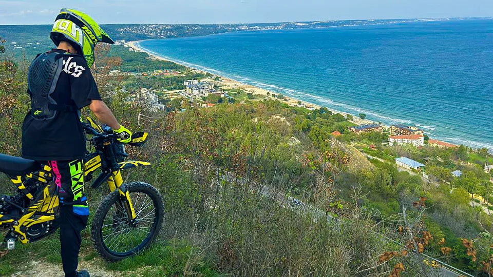 Sur Ron electric dirt bike riding around Aladzha Monastery in Varna