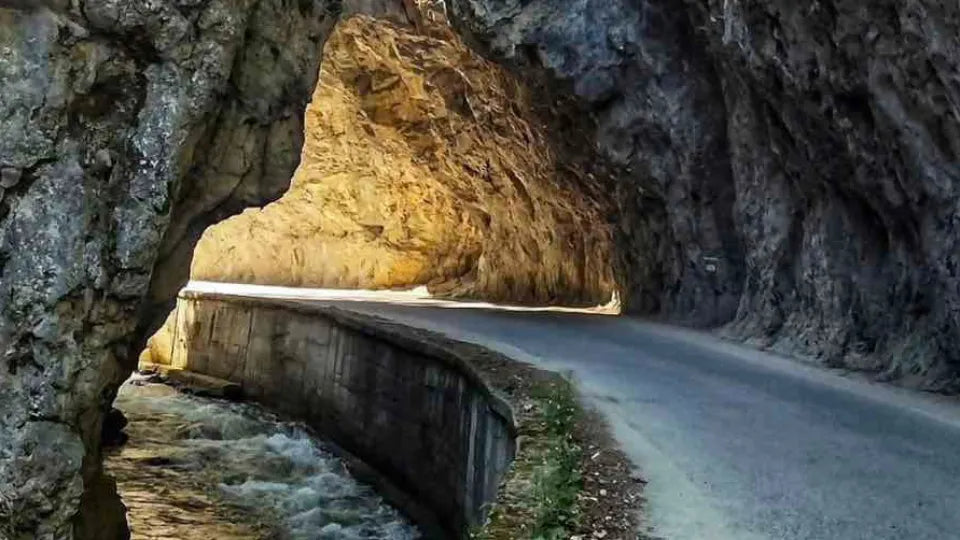 Panoramic view over Trigrad Gorge on the Yagodina jeep route