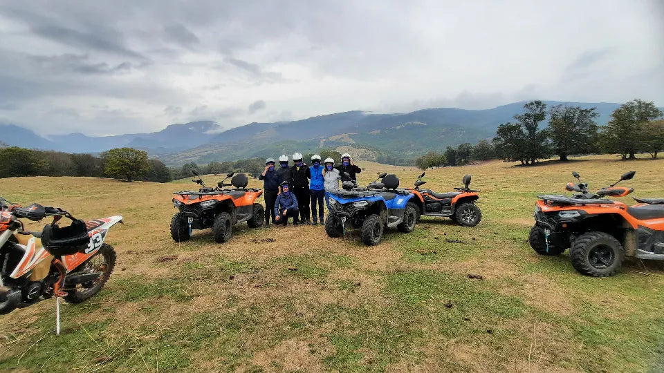 Rider with helmet on CF MOTO 520 cc during ATV off‑road in Kalofer