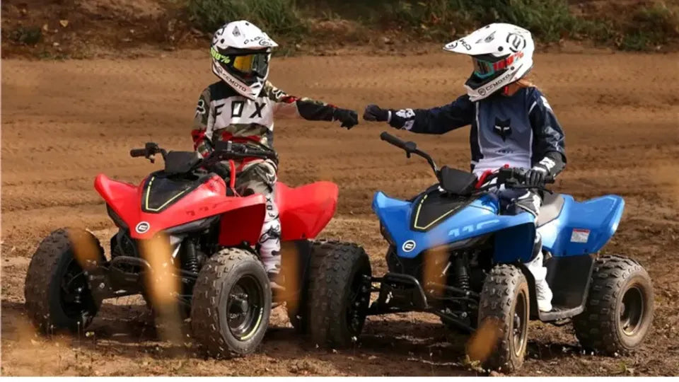 Child riding an ATV on a closed track near Varna